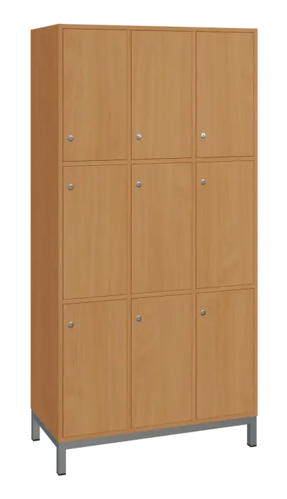 SBS-3333 šatní skříň 9-boxová, 1800x900x400 mm, kovové nohy, buk royal